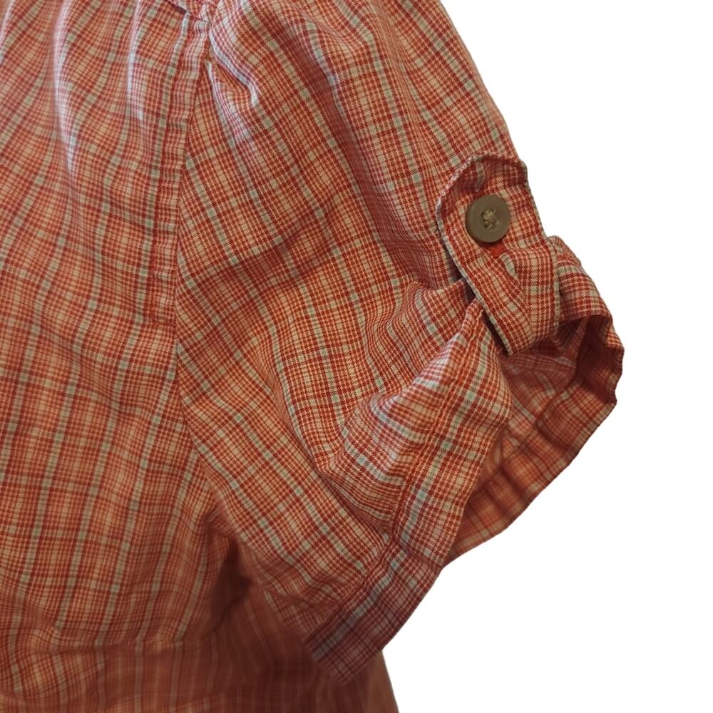The North Face Red/Blue Micro Plaid Short Sleeve Button Down Top Size Large - Picture 2 of 4